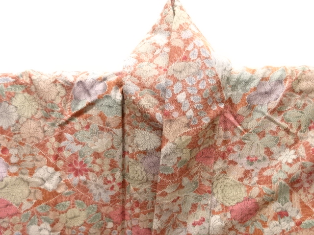  未使用品　地紙に草花模様小紋着物